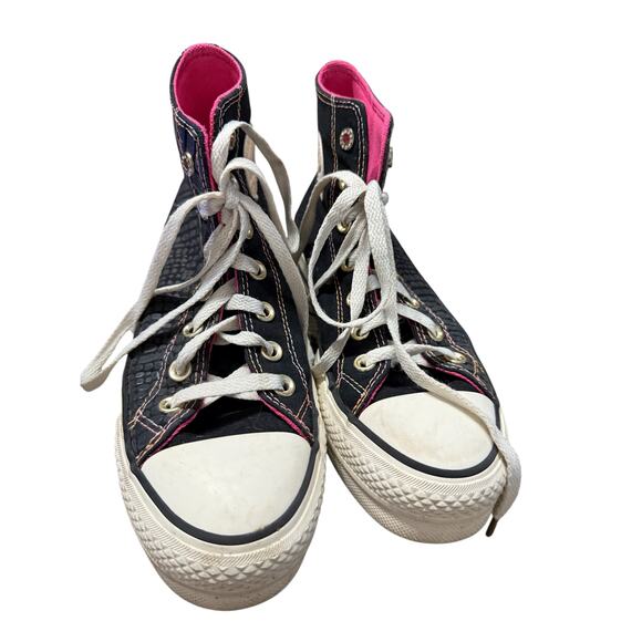 Converse All Star High Top Platform Sneakers Black Croc US 6 Women - Picture 4 of 7